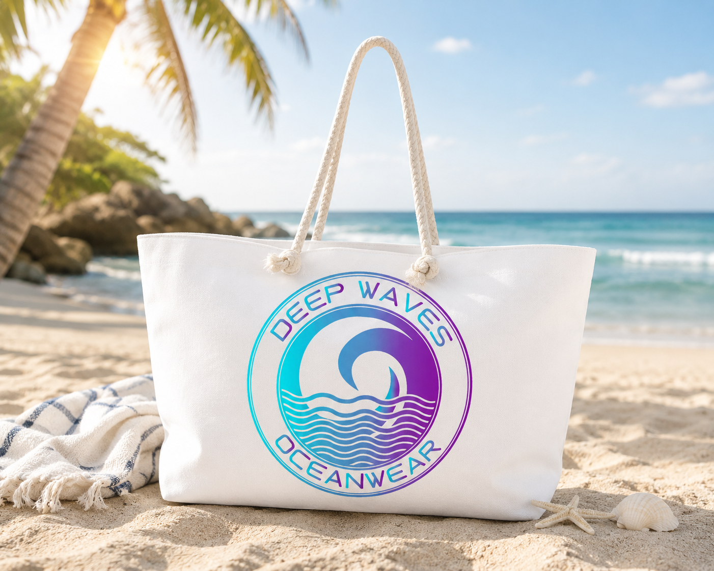 Deep Waves Oceanwear Oversized Weekender Tote Bag – Luxury Beach, Travel & Everyday Carryall