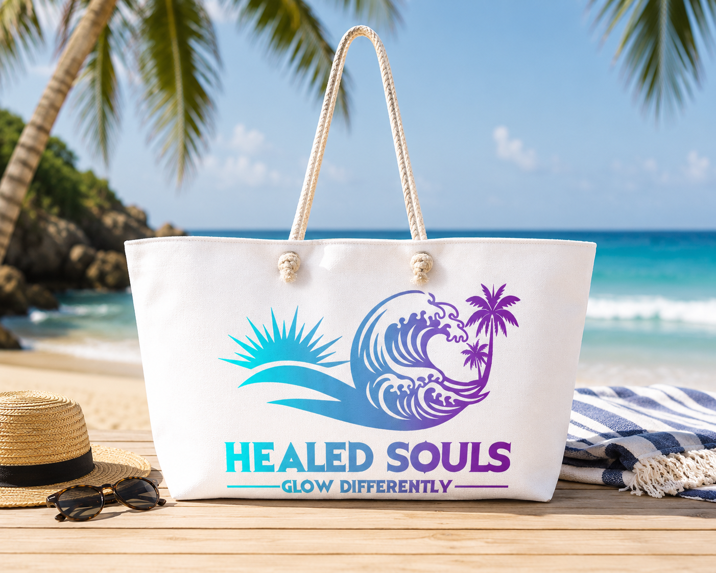 Healed Souls Glow Differently Oversized Weekender Tote – Spiritual Beach & Travel Bag