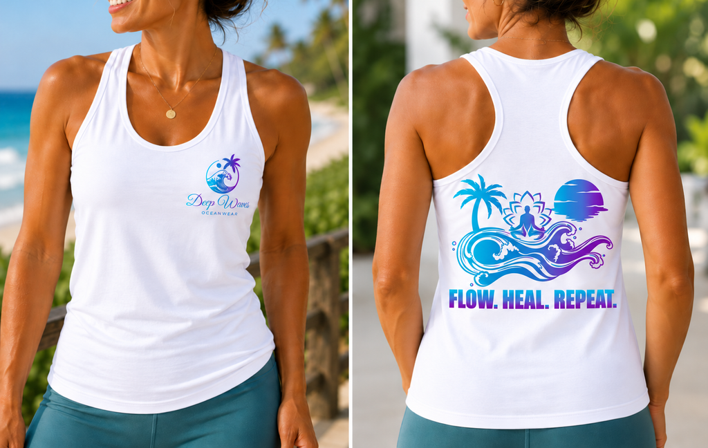 Flow. Heal. Repeat. Racerback Tank