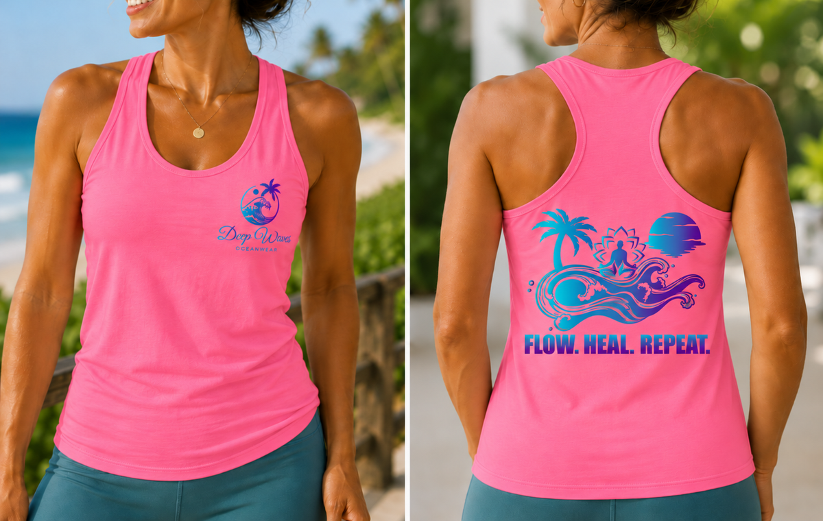 Flow. Heal. Repeat. Racerback Tank