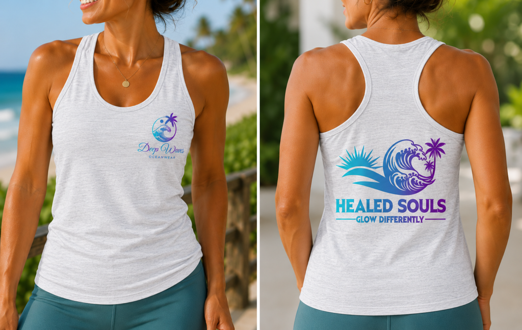Healed Souls Glow Differently Racerback Tank — Wave