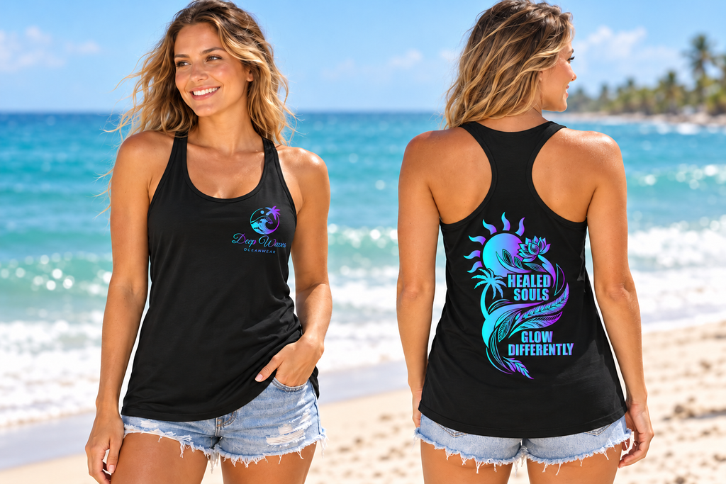 Healed Souls Glow Differently Racerback Tank — Lotus