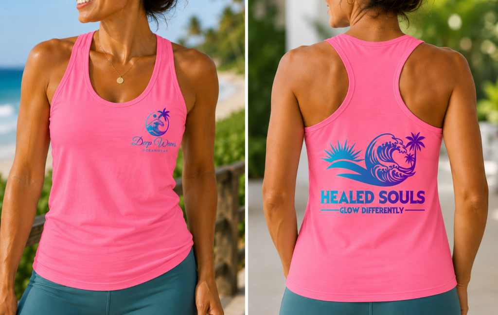 Healed Souls Glow Differently Racerback Tank — Wave