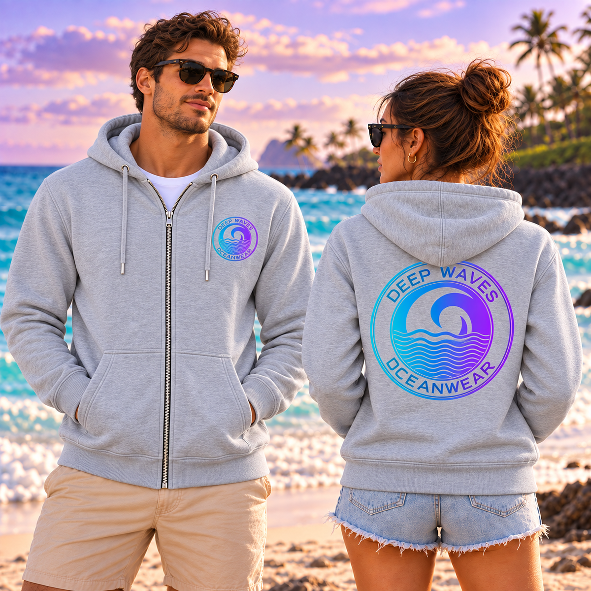 Deep Waves Unisex Zip Hoodie