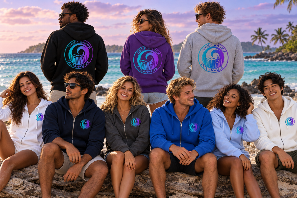Deep Waves Unisex Zip Hoodie