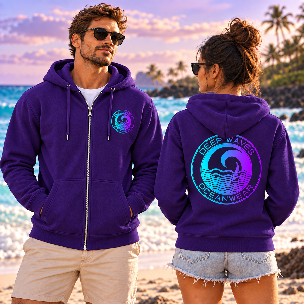 Deep Waves Unisex Zip Hoodie