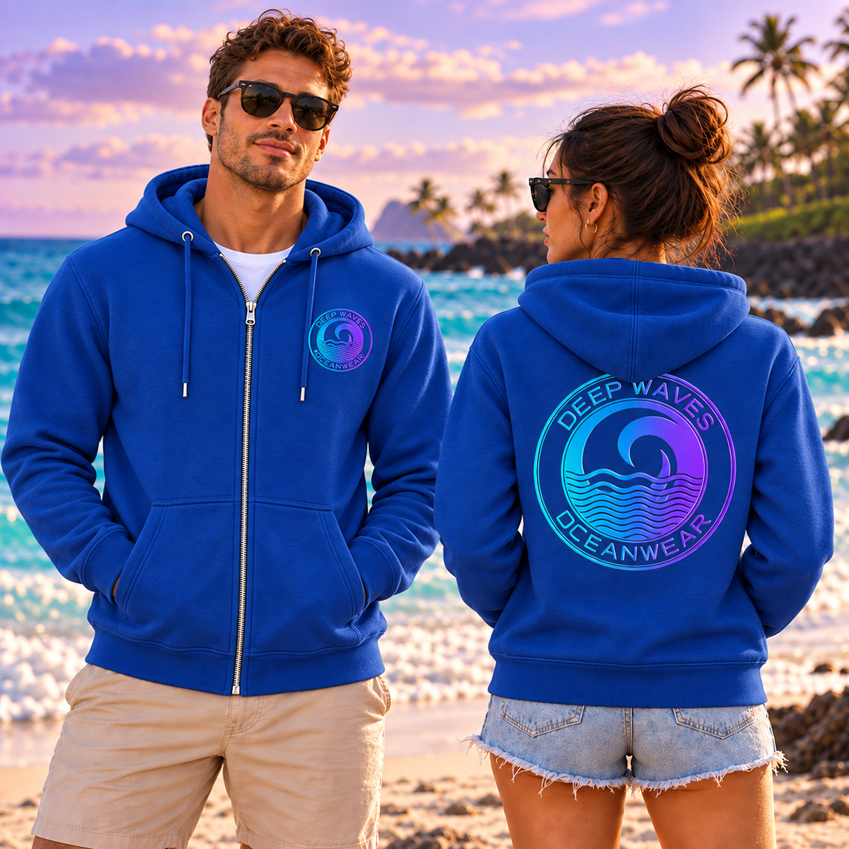 Deep Waves Unisex Zip Hoodie