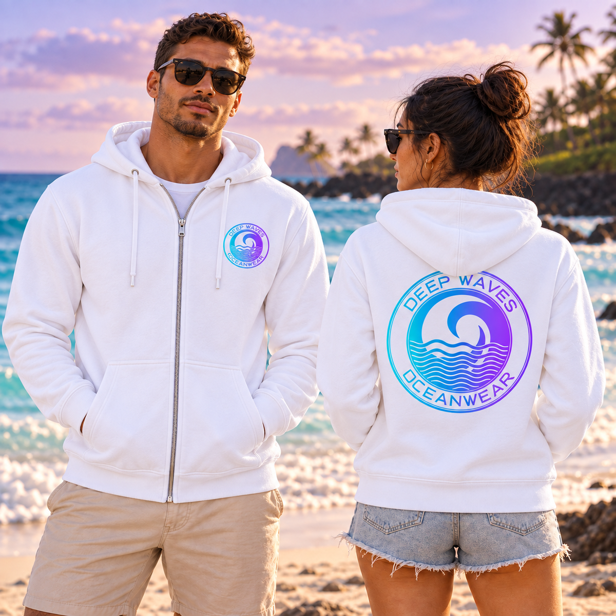 Deep Waves Unisex Zip Hoodie