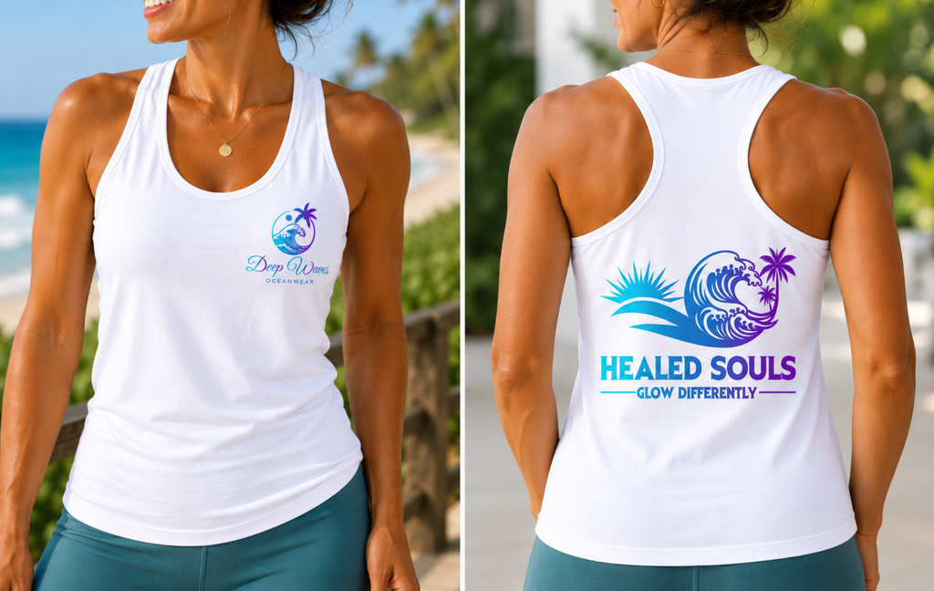 Healed Souls Glow Differently Racerback Tank — Wave