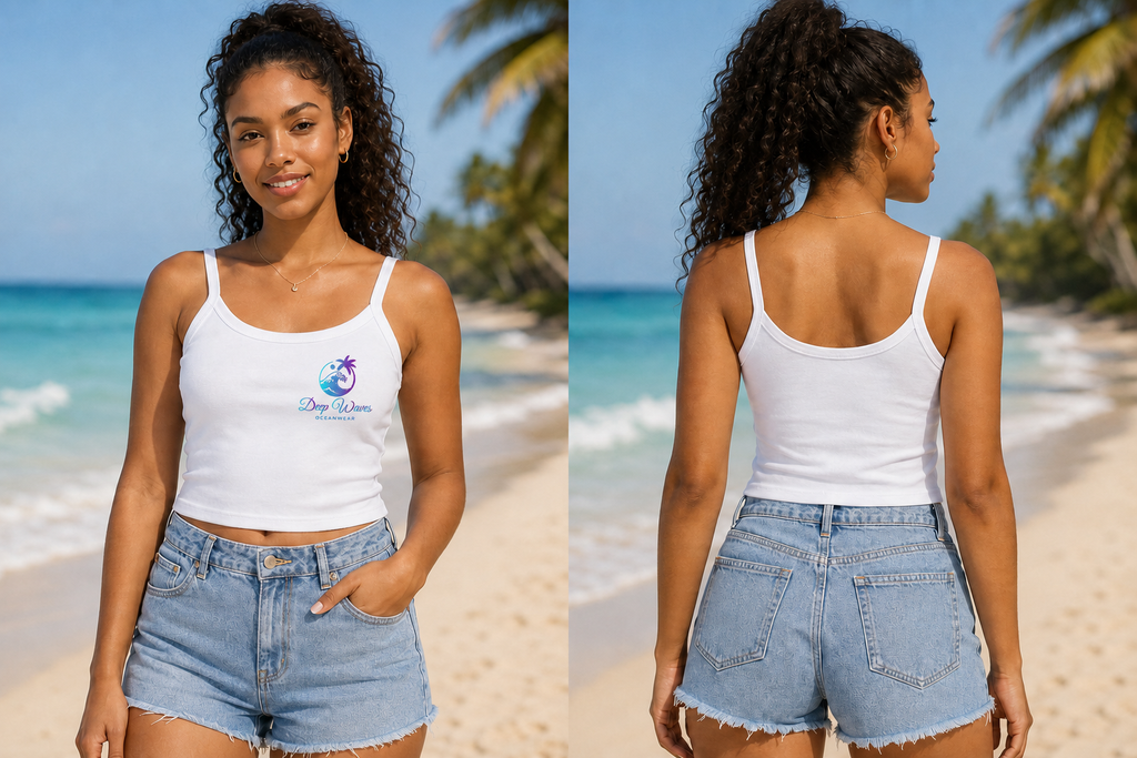 Deep Waves Spaghetti Strap Crop Tank