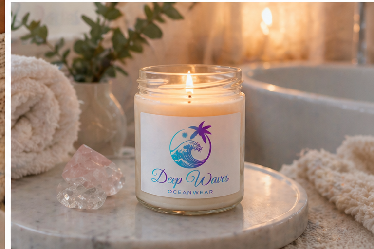 Deep Waves Scented Soy Candle (7 Scents) | Apple Harvest, Sea Salt Orchid, Sage Lavender & More | Relaxation, Aromatherapy & Cozy Home Decor