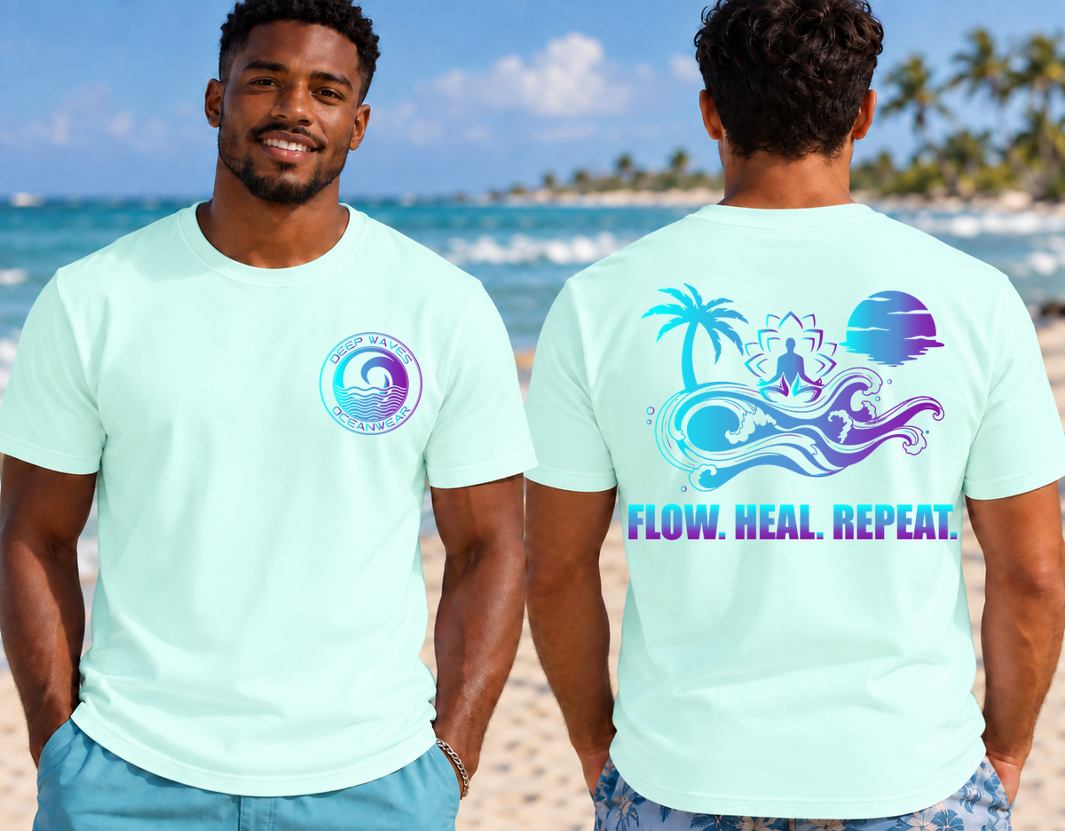 Deep Waves Men's Flow. Heal. Repeat. Graphic Tee