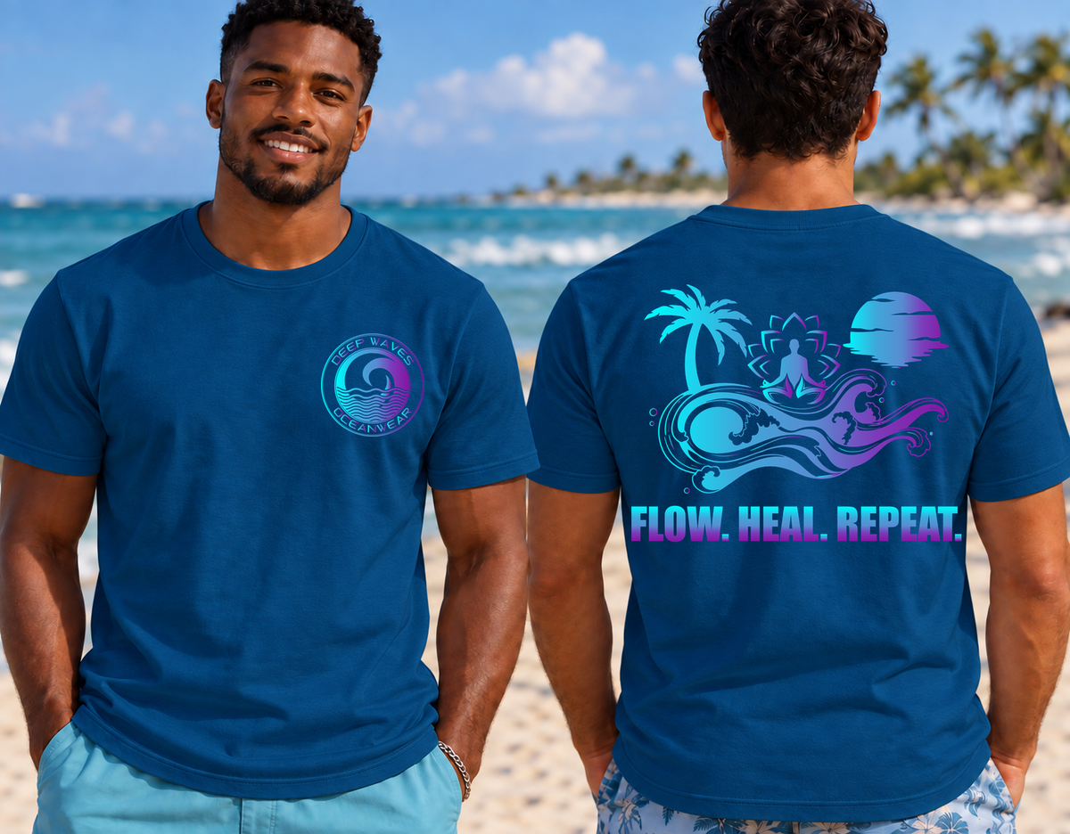 Deep Waves Men's Flow. Heal. Repeat. Graphic Tee