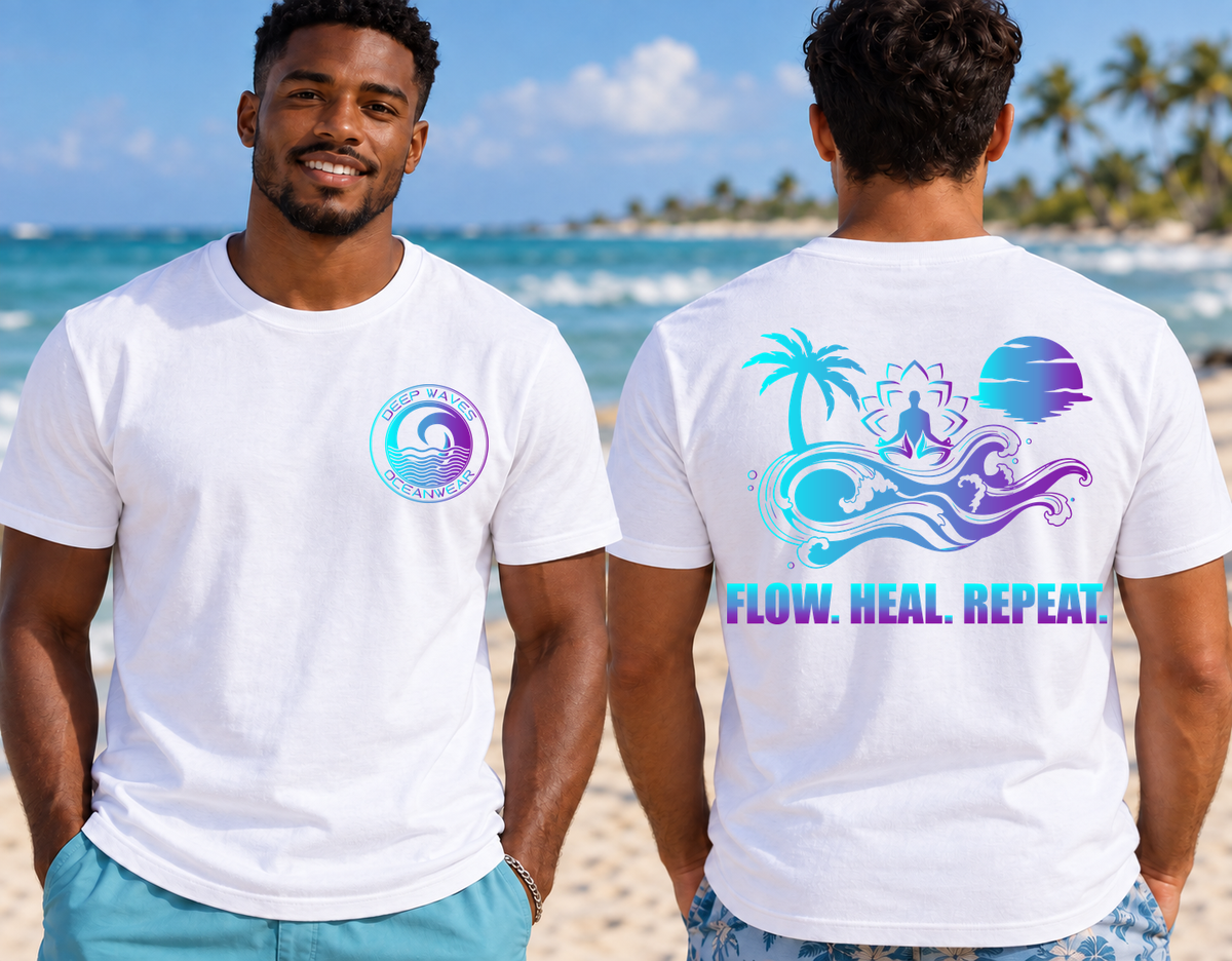 Deep Waves Men's Flow. Heal. Repeat. Graphic Tee